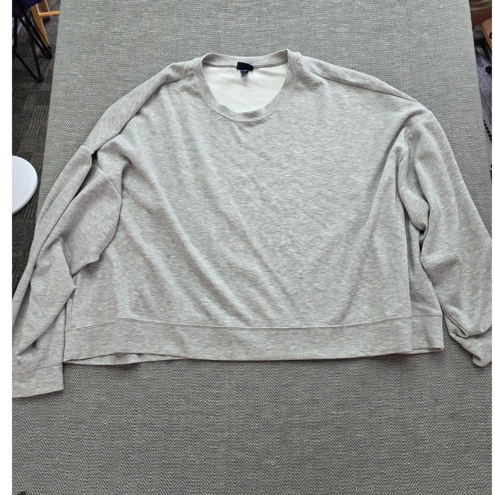Scoop Women 4X Heather Grey Crew Neck Oversized Boxy Sweatshirt Pullover